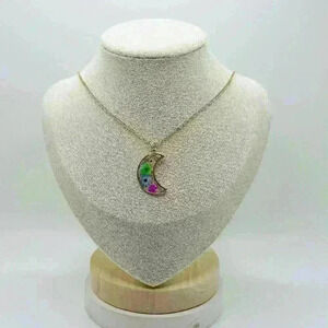 Spring Floral Design Crescent Moon Shaped Pendant